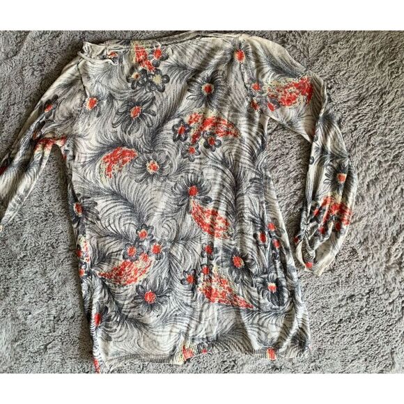 38 SPARROW ANTHROPOLOGIE gray FLORAL Pima cotton RUFFLE OPEN CARDIGAN SWEATER - Picture 6 of 10